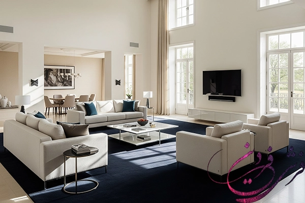 Matching color of carpet and sofa
